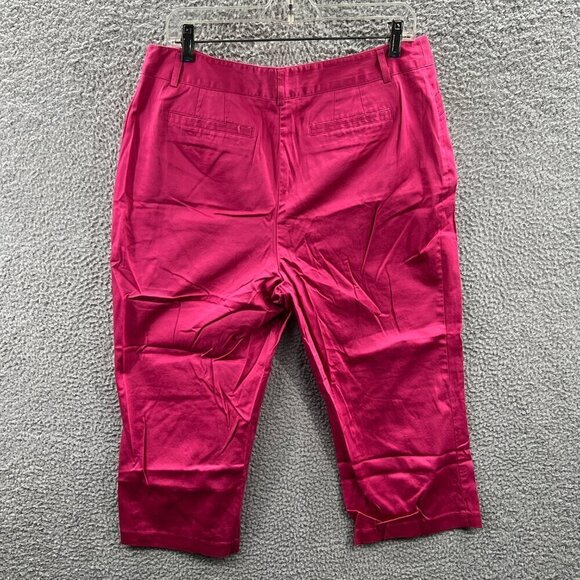 212 Collection Womens Crop Pants 16 Pink High Rise Zip Front Capris Stretch‎ - Picture 2 of 12